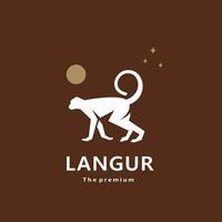 animal langur natural logo vector icon silhouette retro hipster