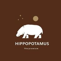 animal hipopotamus natural logo vector icon silhouette retro hipster