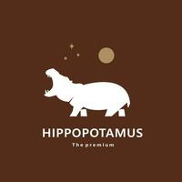 animal hipopotamus natural logo vector icon silhouette retro hipster