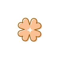 Four leaf clover icon peach trend color. St Patrick's Day vector illustration on white isolated background. Flower shape.