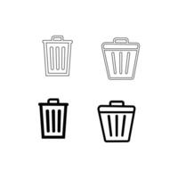 A Simple Line Drawing of Three Trash Cans vector