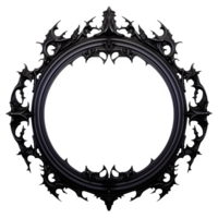 AI generated Intricate Black Ornate Frame with Baroque Details Isolated on transparent background png