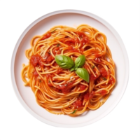 ai gegenereerd klassiek Italiaans spaghetti met tomaat saus en basilicum png