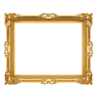 ai gerado luxuoso ouro quadrado quadro, Armação com ornamentado detalhes em transparente fundo png