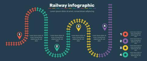 Railroad tracks, railway simple icon, rail track direction, train tracks colorful vector illustrations. Infographic elements, simple illustration on a black background.