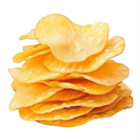 AI generated Crispy Potato Chips Stack  isolated on transparent background png