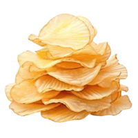 ai gegenereerd krokant aardappel chips stack geïsoleerd Aan transparant achtergrond png