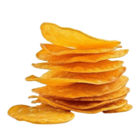AI generated Crispy Potato Chips Stack  isolated on transparent background png