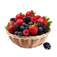 AI generated Assorted Fresh Berries on Basket png