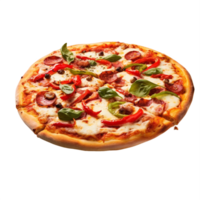 ai genererad klassisk pepperoni pizza på transparent bakgrund png