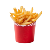 ai généré français frites dans une rouge vite nourriture carton png