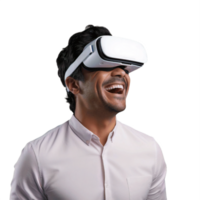 ai gerado alegre experiência dentro virtual realidade png