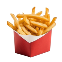 ai généré français frites dans une rouge vite nourriture carton png