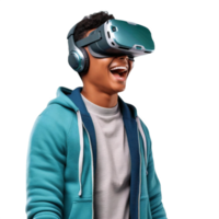 ai gerado alegre experiência dentro virtual realidade png