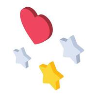 Vector heart and star isometric symbol set vector isolated flat icon