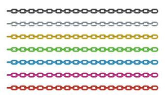 Vector steel chains horizontal realistic set on white