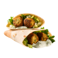 AI generated Falafel Wrap with Fresh Vegetables and Tzatziki Sauce png