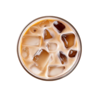 ai generiert oben Aussicht von vereist Kaffee mit Sahne im ein Glas png