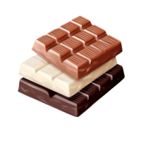 ai gerado sortido chocolate bares pilha em transparente fundo png