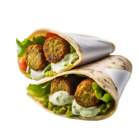 ai généré falafel emballage avec Frais des légumes et Tzatziki sauce png