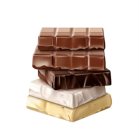 AI generated Assorted Chocolate Bars Stack on transparent  Background png