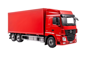 AI generated Red Cargo Truck Isolated on transparent Background png