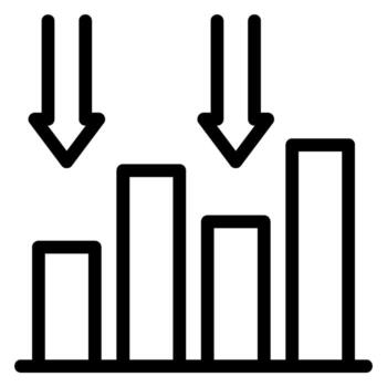 disminución línea icono vector