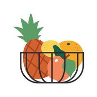 Vector fruit basket concept illustration on white background