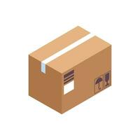 Vector parcel carton box vector container package paper box flat cartoon design isolated on white