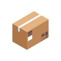 Vector parcel carton box vector container package paper box flat cartoon design isolated on white