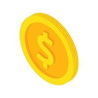 Vector isometric dollar gold coin vector illustration