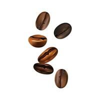 Vector falling coffee beans isolated on white background
