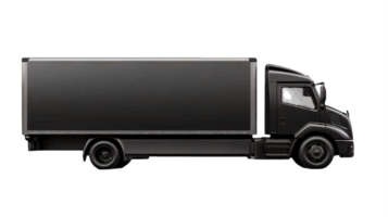 AI generated Black Delivery Truck on transparent  Background png