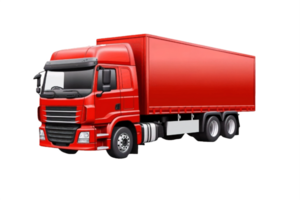 AI generated Red Cargo Truck Isolated on transparent Background png