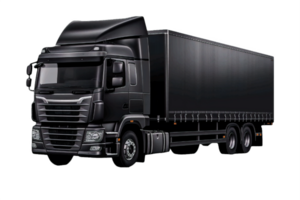 AI generated Black Delivery Truck on transparent  Background png
