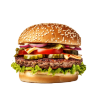 ai generado clásico hamburguesa con queso con sésamo semilla bollo png