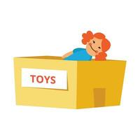 vector juguete caja. donar juguetes, caridad niños apoyo