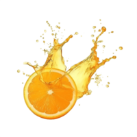 AI generated Orange Slice with Splash  isolated on transparent background png