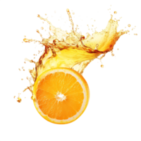 AI generated Orange Slice with Splash  isolated on transparent background png