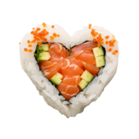 ai generato a forma di cuore Sushi isolato su trasparente sfondo png