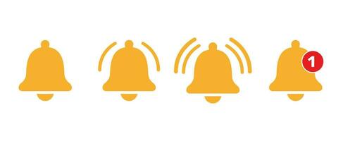 Notification bell icon set collection and Incoming inbox message . vector