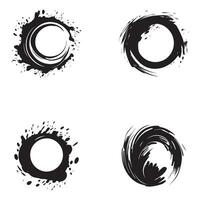 Brush circles round shape set Stock black color design. vector