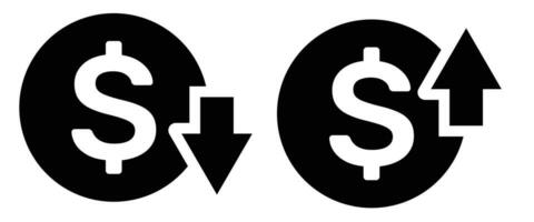 Dólar estadounidense dólar costo icono diseño y vector ilustración.