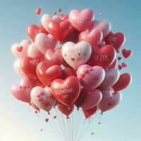 ai generado un festivo San Valentín día celebracion con flotante corazón globos foto