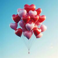 ai generado un festivo San Valentín día celebracion con flotante corazón globos foto