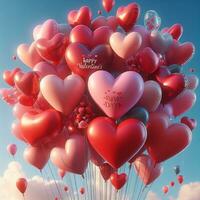 AI generated A Festive Valentine's Day Celebration with Floating Heart Balloons photo