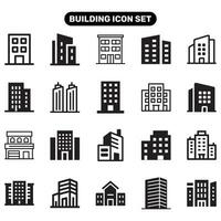 Building icon black and outline set vector and background design.