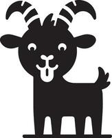 minimal funny goat character vector silhouette, black color silhouette, white background 4