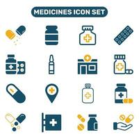 Medicine icons set, simple black symbols on white background. vector