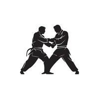 Martial arts fighter. Silhouette of a karate man. Vector illustration.